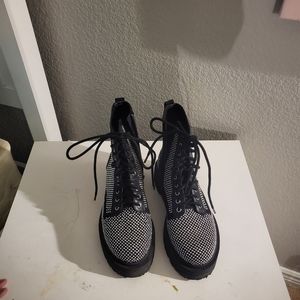 Gianni Bini sparkly black combat boots